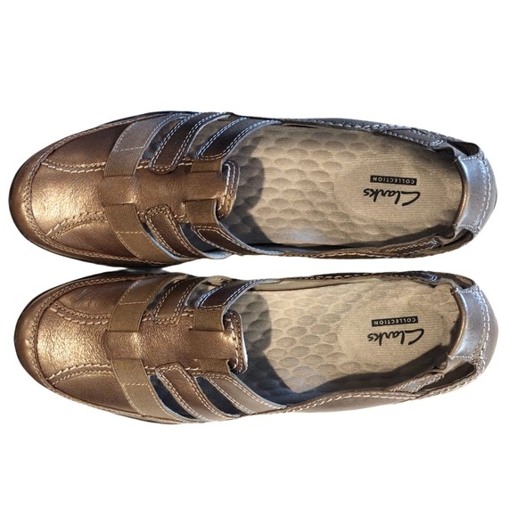 💸$14 Clarks Haley Stork Loafer Slip On Women's 11 Narrow Metallic Pewter EUC - Picture 1 of 7